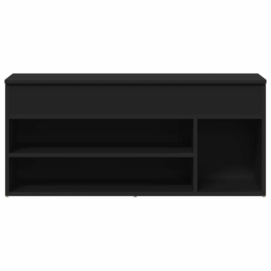 Banco zapatero madera de ingeniería negro 102x30,5x45