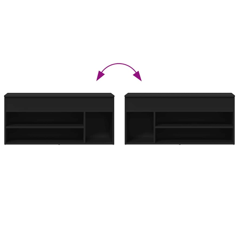 Banco zapatero madera de ingeniería negro 102x30,5x45