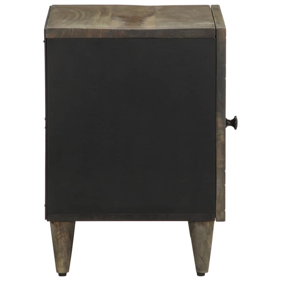 Mesita de noche de madera maciza de mango gris claro