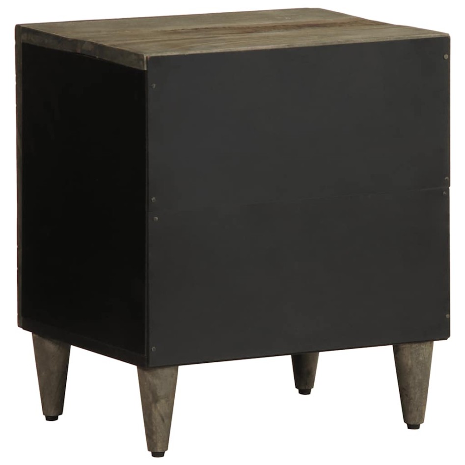 Mesita de noche de madera maciza de mango gris claro