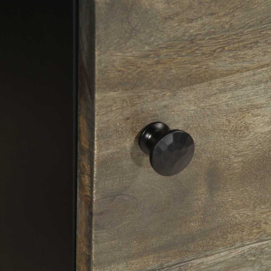 Mesita de noche de madera maciza de mango gris claro