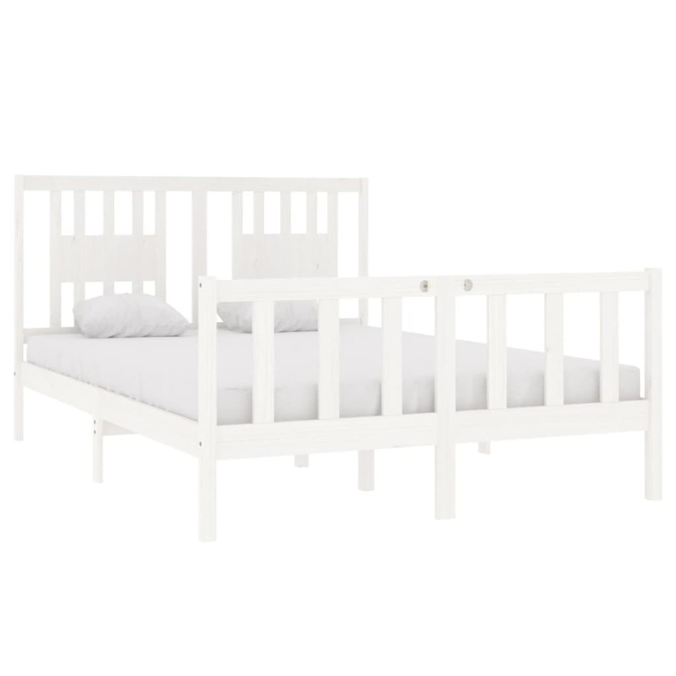 Estructura de cama de madera maciza blanca 140x190