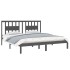 Estructura de cama de madera maciza de pino gris 200x200