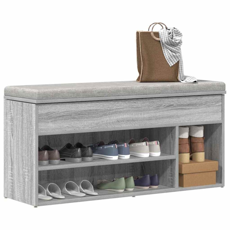 Banco zapatero madera de ingeniería gris sonoma 102x30,5x45