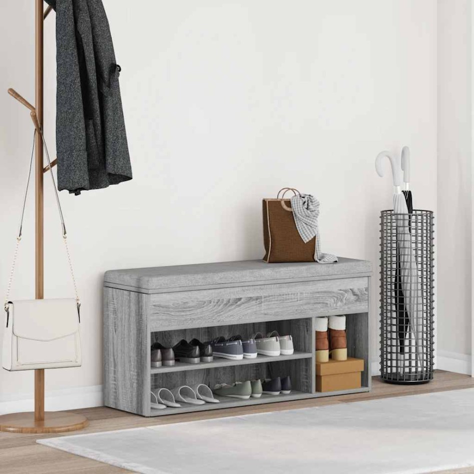 Banco zapatero madera de ingeniería gris sonoma 102x30,5x45
