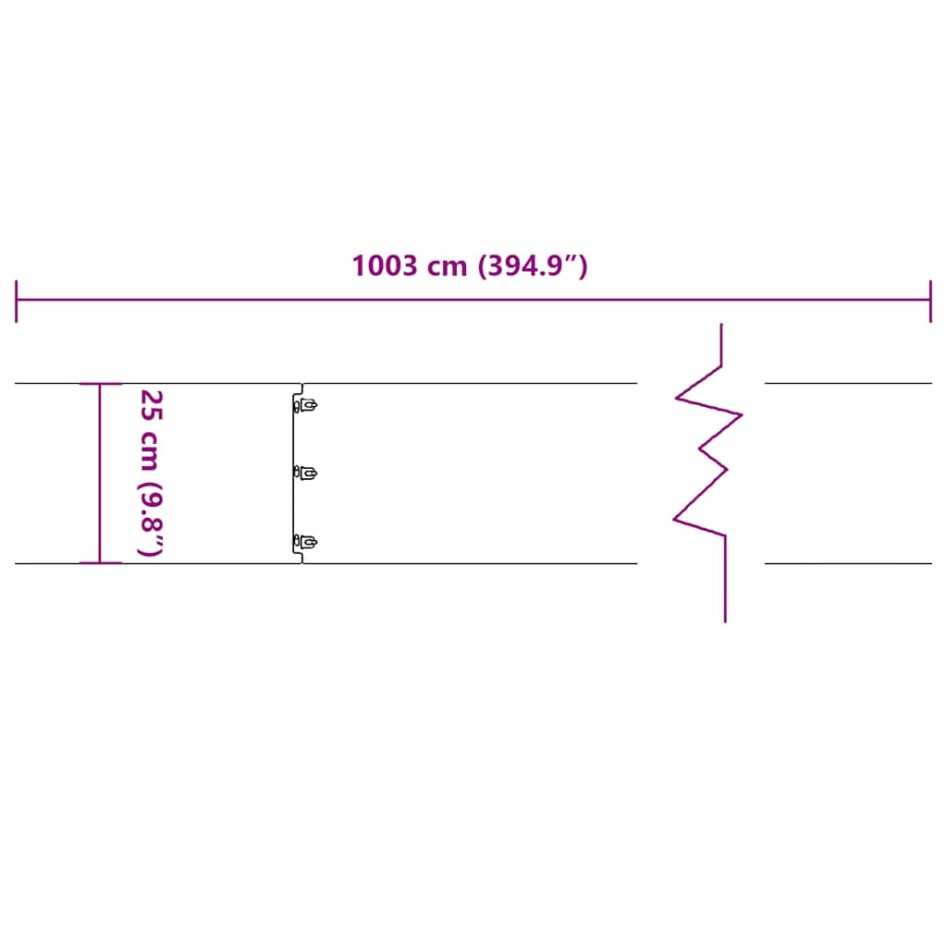 Bordes césped 10 uds antracita 25x103 cm acero laminado