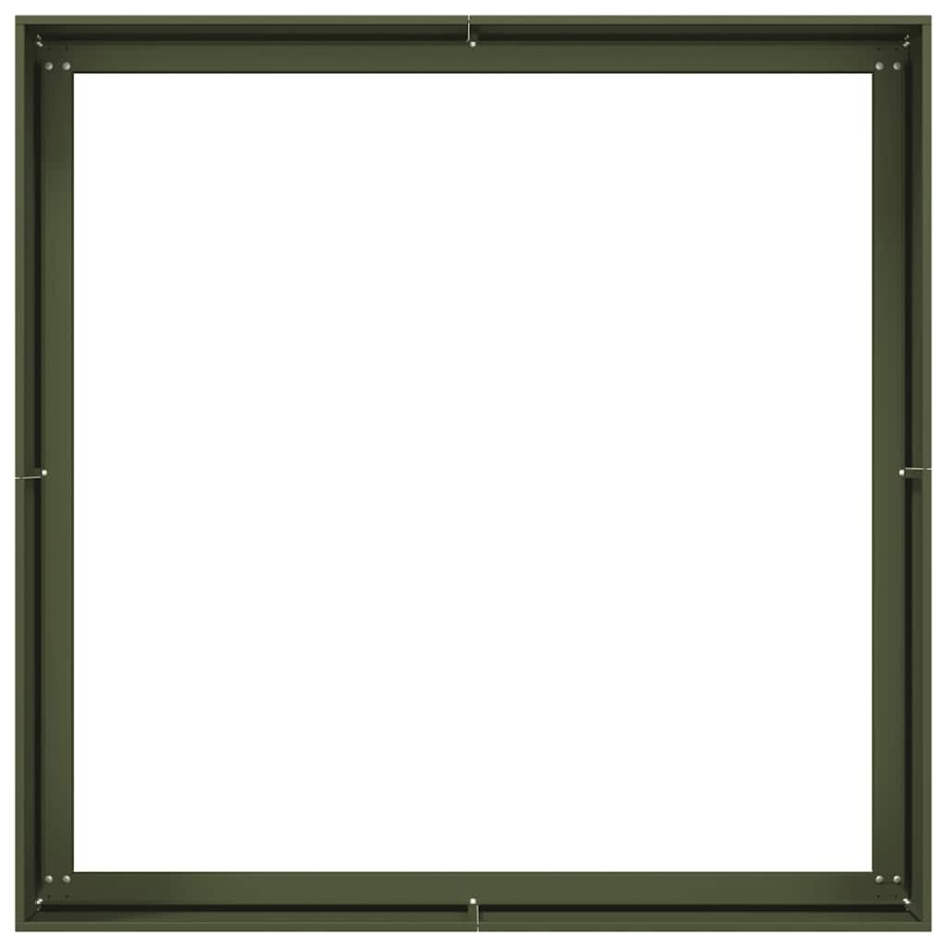Jardinera acero verde oliva 100x100x40