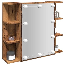 Mueble con espejo y LED madera vieja 70x16,5x60