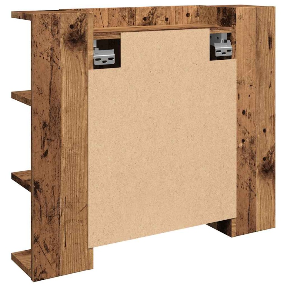 Mueble con espejo y LED madera vieja 70x16,5x60