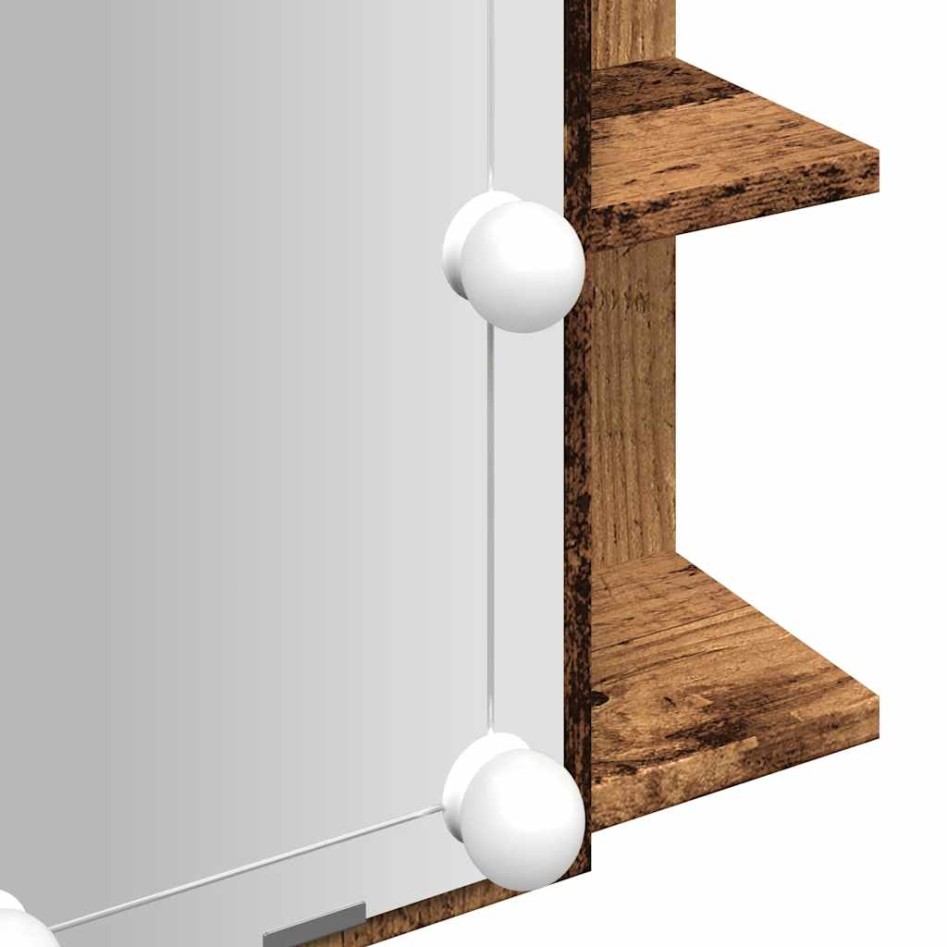Mueble con espejo y LED madera vieja 70x16,5x60