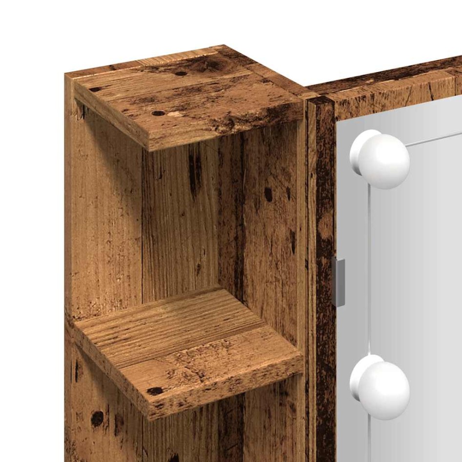 Mueble con espejo y LED madera vieja 70x16,5x60