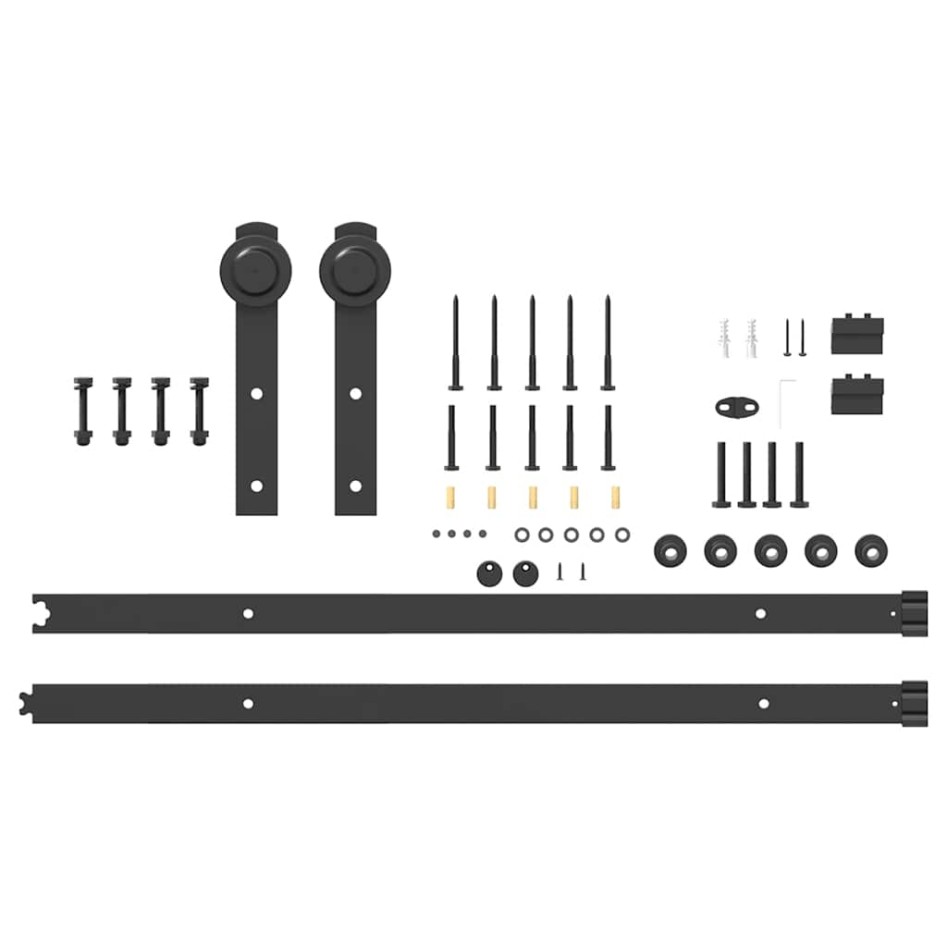 Kit de herrajes para puertas correderas acero negro 183