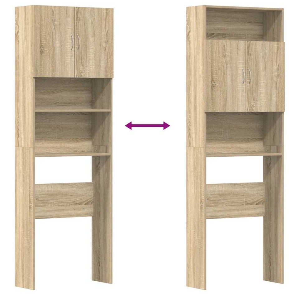 Armario de lavadora madera ingeniería roble Sonoma 64x24x190