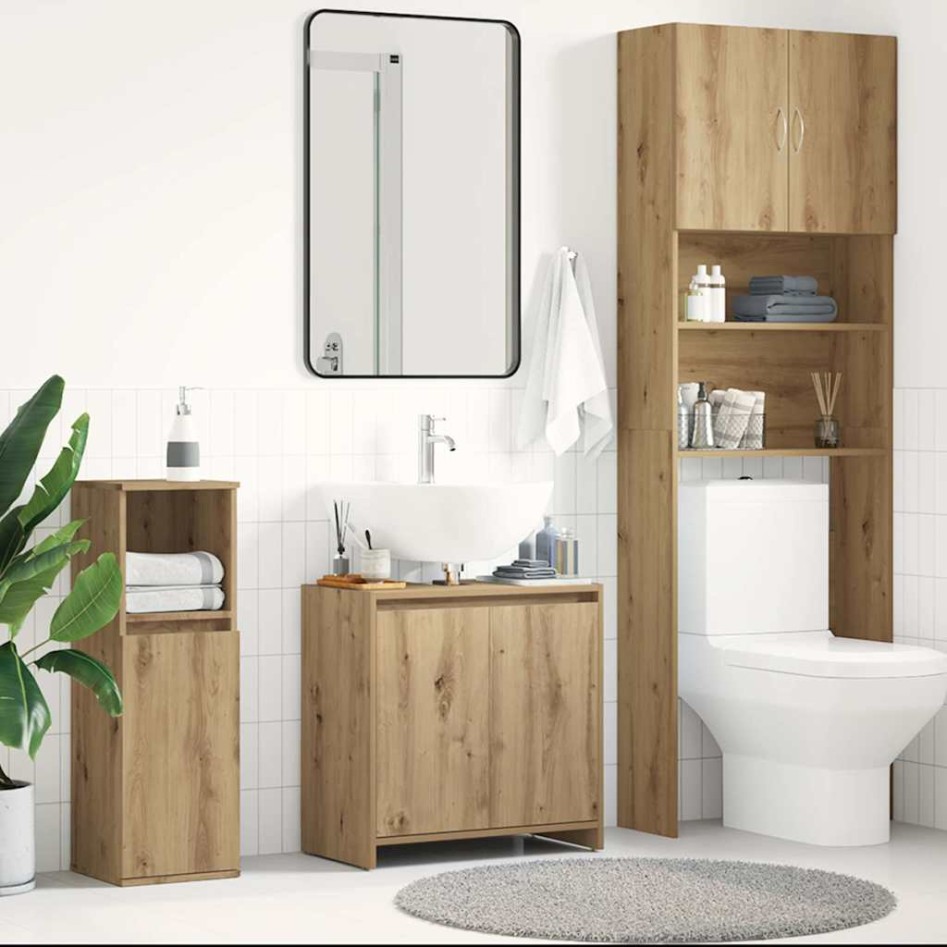 Mueble de lavabo de baño madera roble artisan 60x33x60