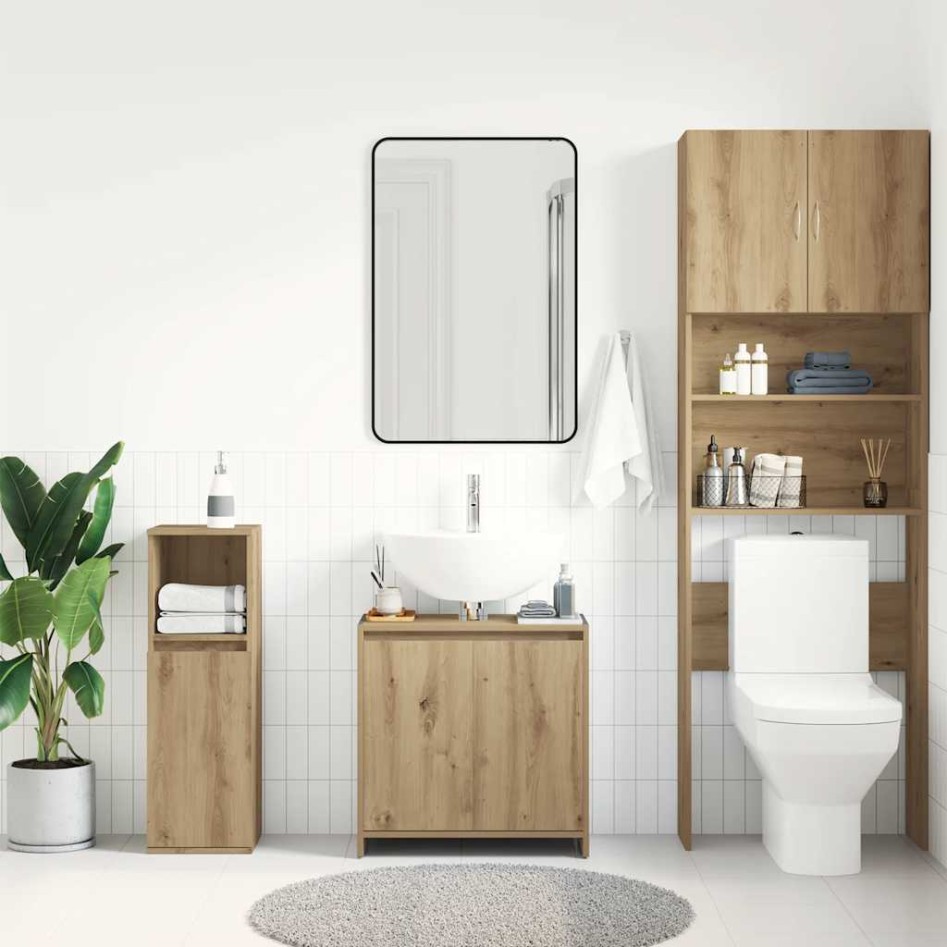 Mueble de lavabo de baño madera roble artisan 60x33x60