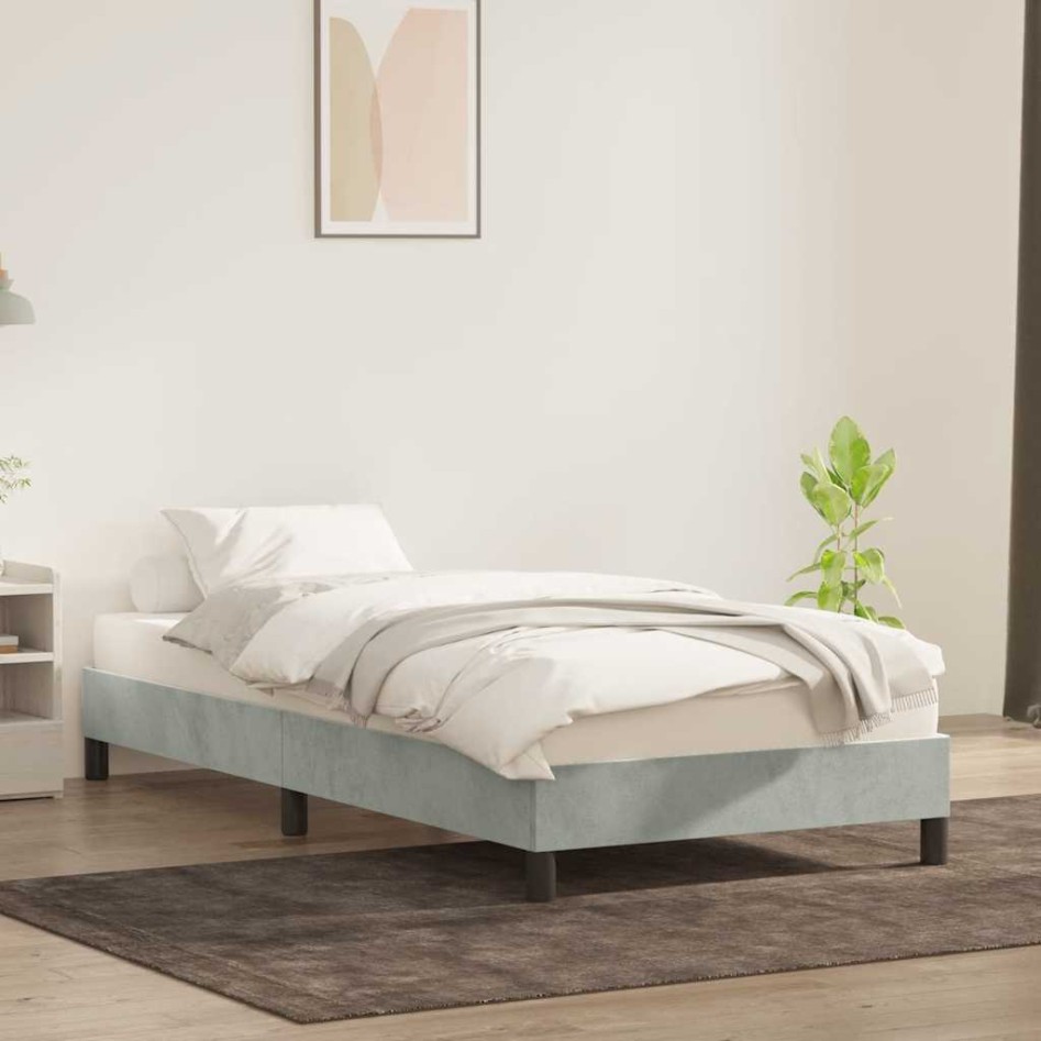 Estructura de cama sin colchón terciopelo gris claro 90x220