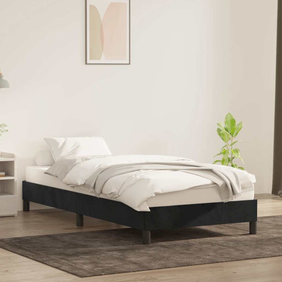 Estructura de cama sin colchón terciopelo negro 90x220