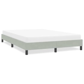 Estructura de cama sin colchón terciopelo gris claro 140x220