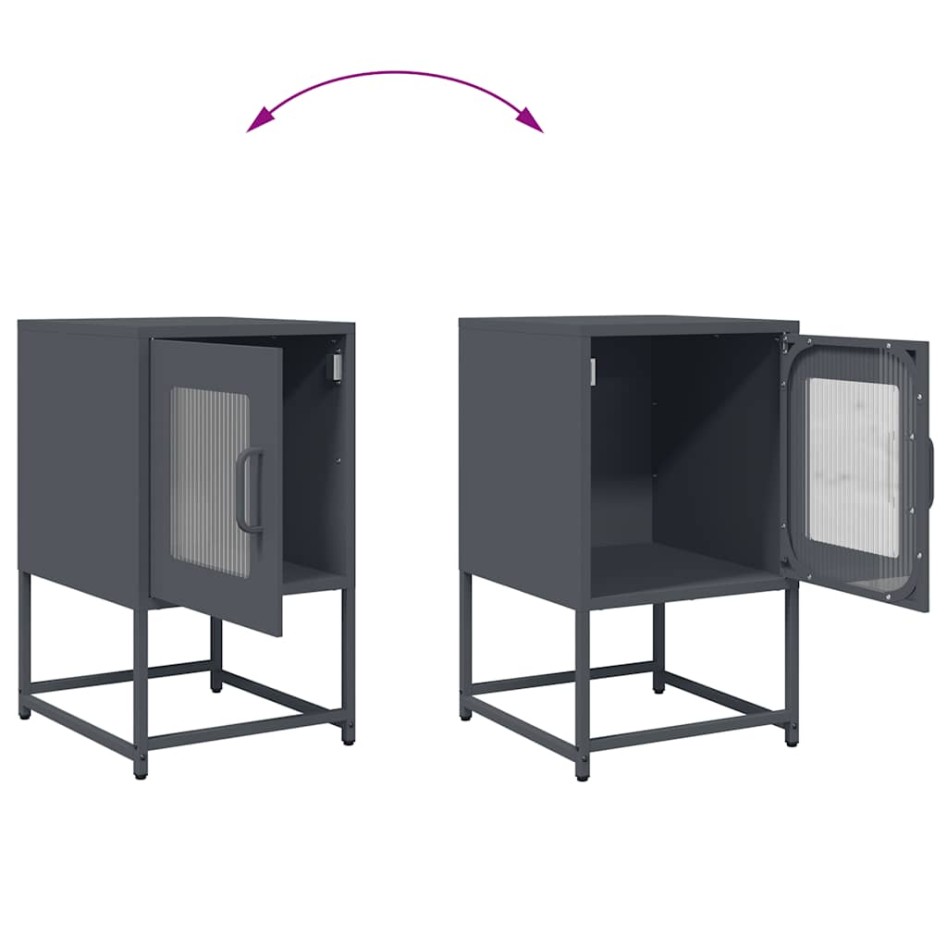 Mesita de noche acero laminado en frío antracita 36x39x60,5