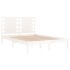 Estructura de cama doble pequeña madera maciza blanca