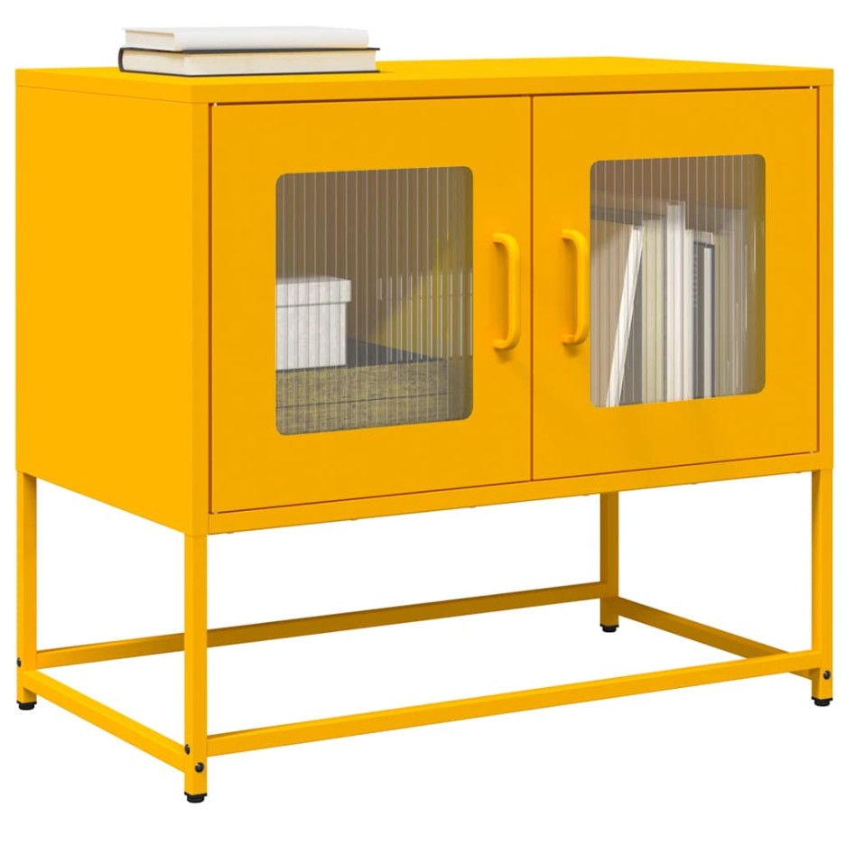 Mueble TV acero laminado en frío amarillo mostaza 68x39x60,5