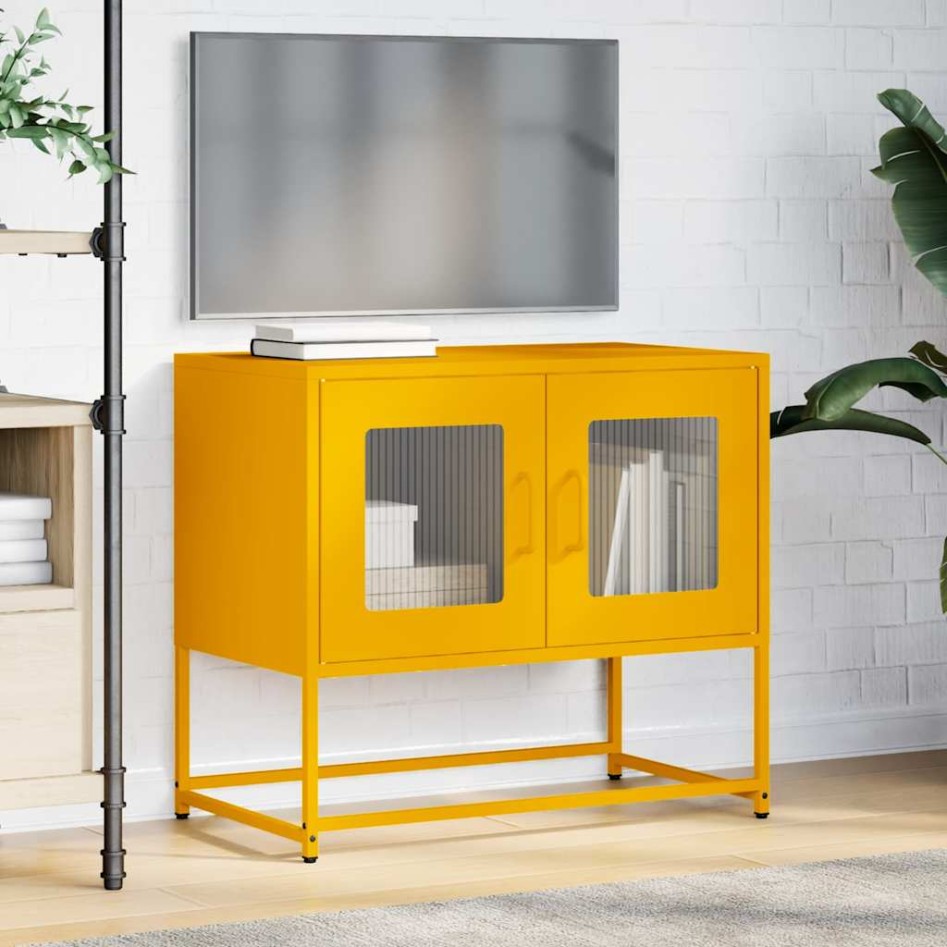 Mueble TV acero laminado en frío amarillo mostaza 68x39x60,5