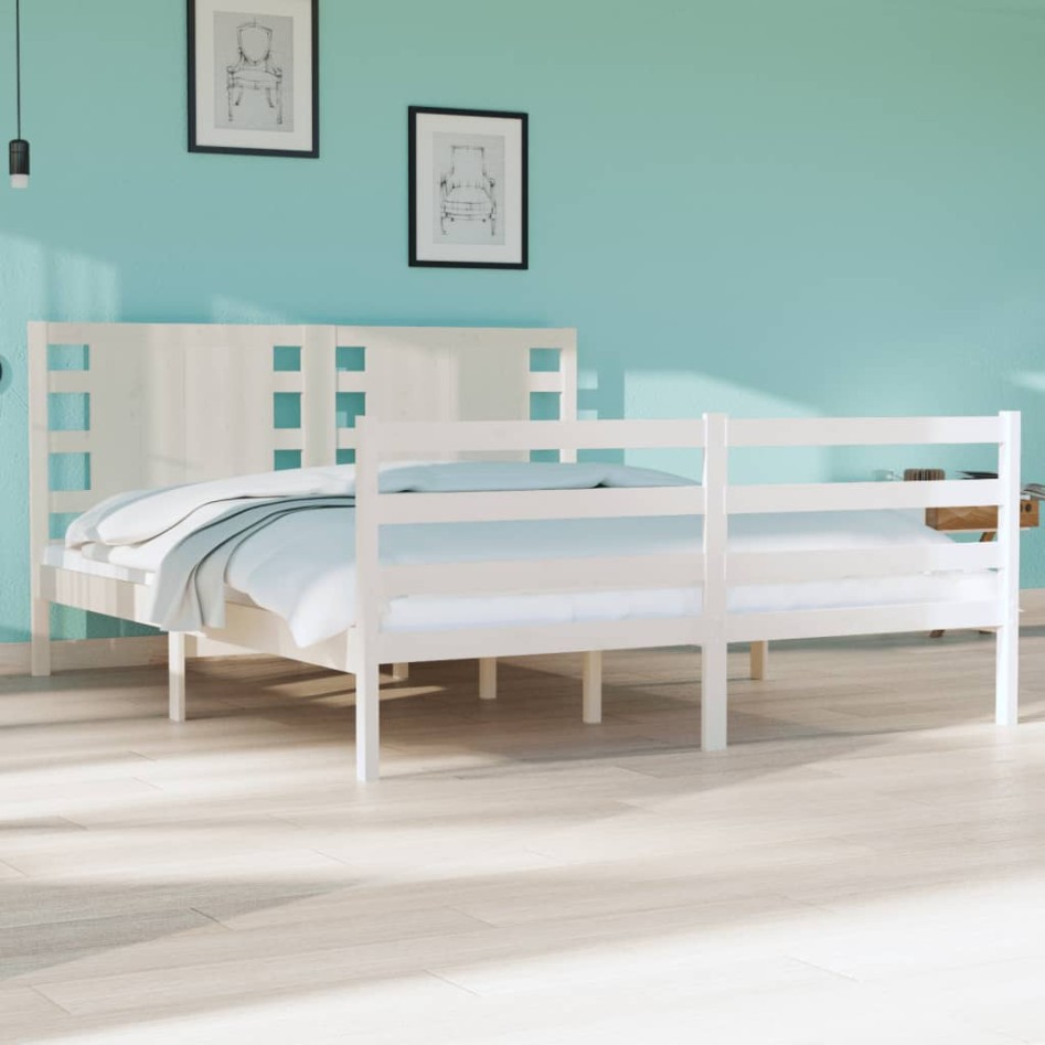 Estructura de cama madera maciza de pino blanco 135x190