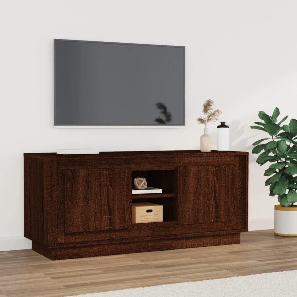 Mueble para TV madera contrachapada roble marrón 102x35x45
