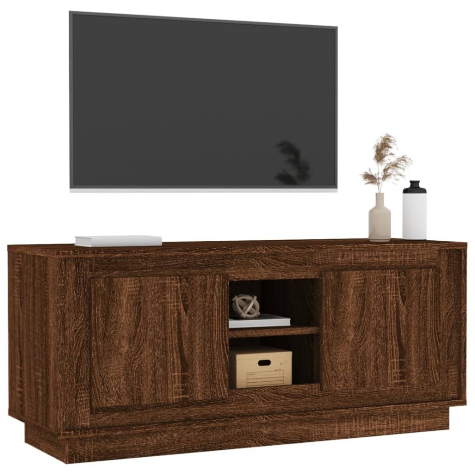 Mueble para TV madera contrachapada roble marrón 102x35x45