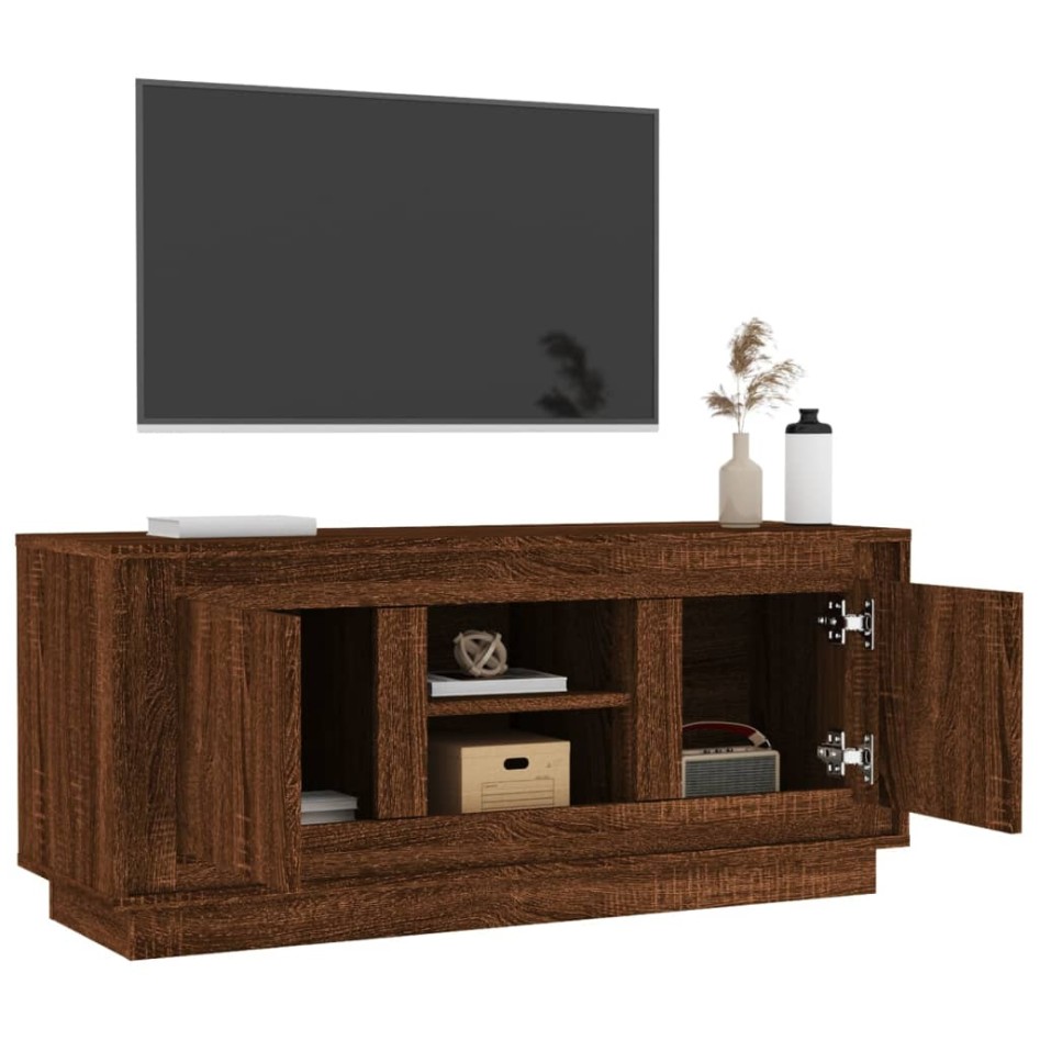 Mueble para TV madera contrachapada roble marrón 102x35x45