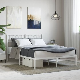 Estructura cama sin colchón con cabecero metal blanco