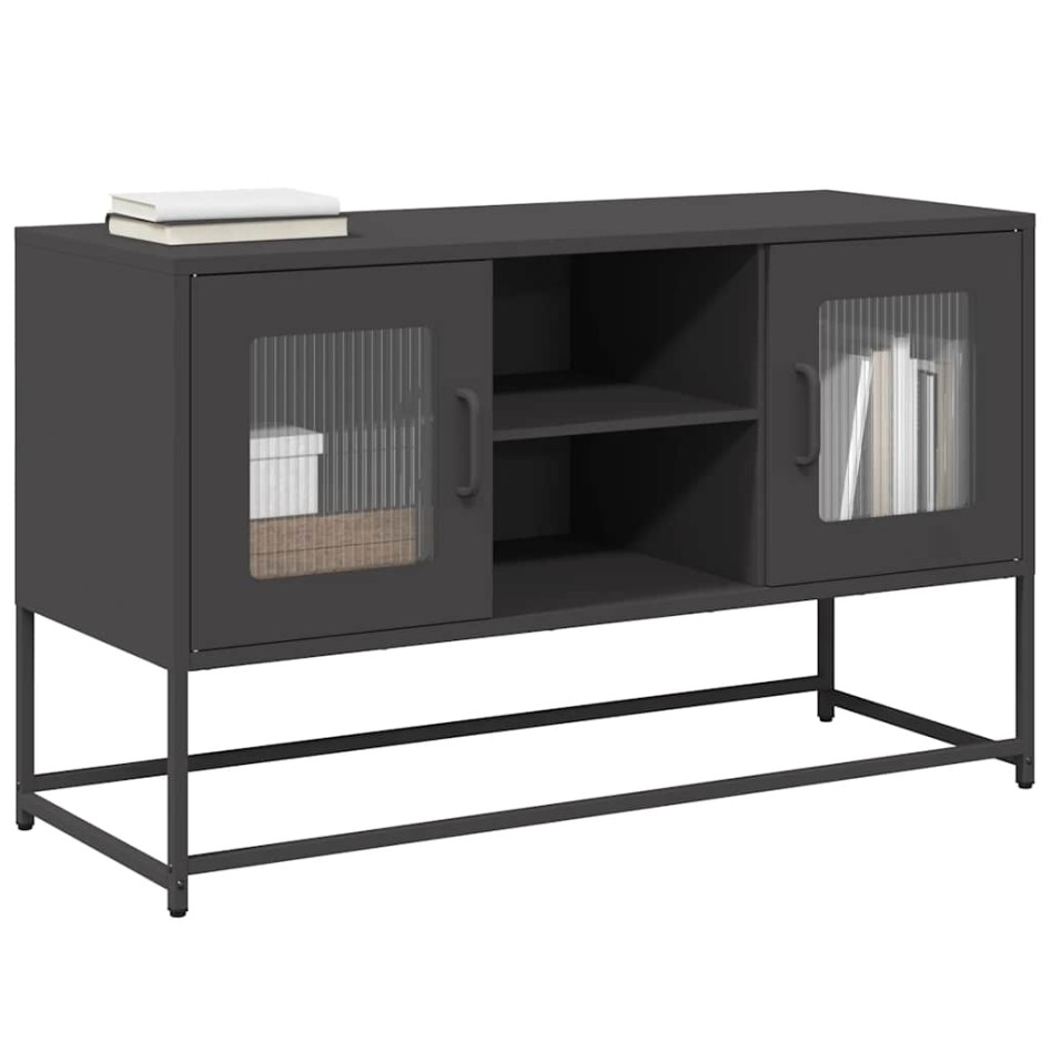 Mueble para TV de acero negro 100,5x39x60,5