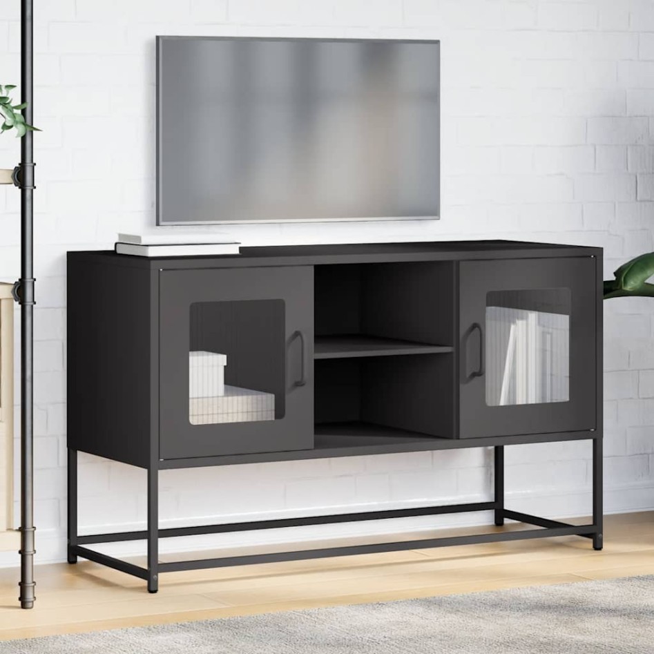 Mueble para TV de acero negro 100,5x39x60,5