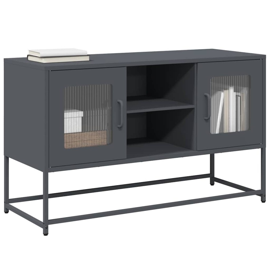 Mueble para TV de acero gris antracita 100,5x39x60,5