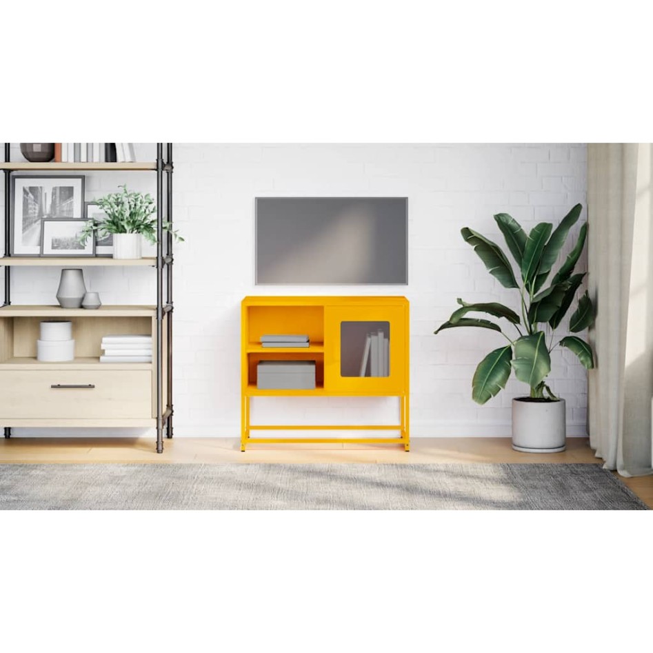 Mueble para TV de acero amarillo mostaza 68x39x60,5