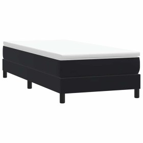 Cama box spring sin colchón cuero sintético negro 90x210