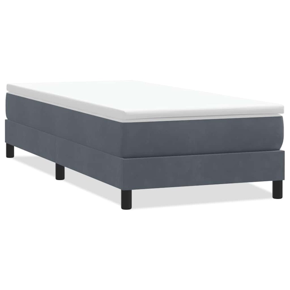 Cama box spring sin colchón terciopelo gris oscuro 80x210