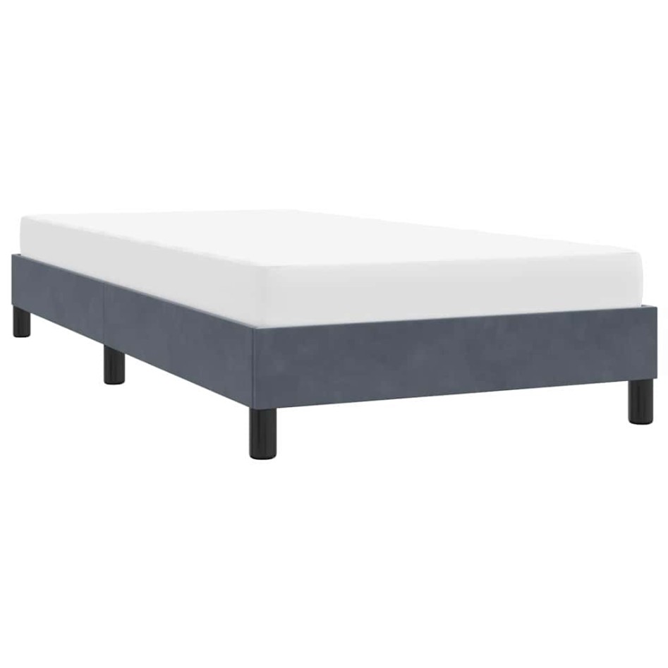 Estructura de cama sin colchón terciopelo gris oscuro 80x210