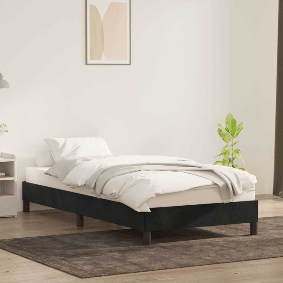 Estructura de cama sin colchón terciopelo negro 90x210