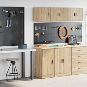 Armarios 2 uds para garaje madera de ingeniería roble