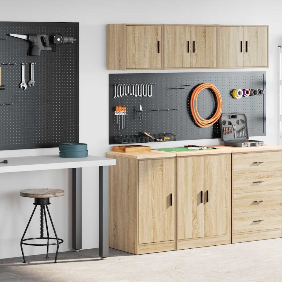 Armarios 2 uds para garaje madera de ingeniería roble