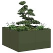 Jardinera de acero laminado en frío verde oliva 80x80x40 cm