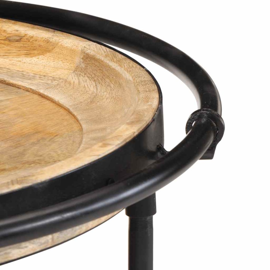 Mesa auxiliar madera maciza de mango Ø55x60
