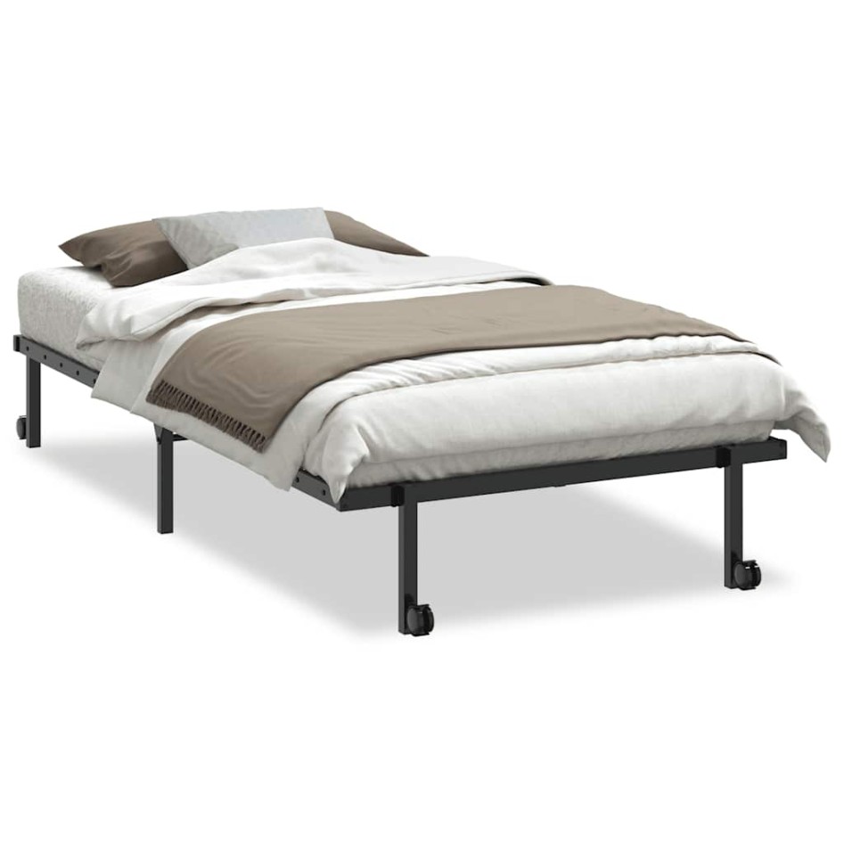 Estructura de cama sin colchón plegable negro acero 100x200