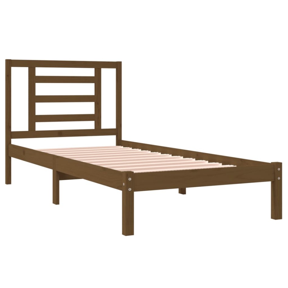 Estructura de cama madera maciza de pino marrón miel 100x200