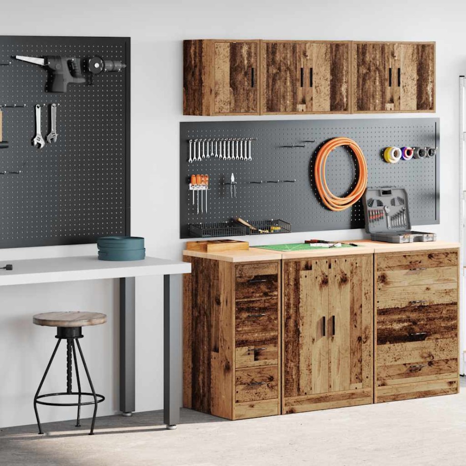 Armarios 2 uds para garaje madera ingeniería antigua