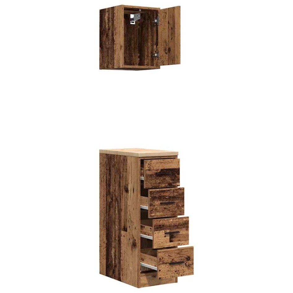 Armarios 2 uds para garaje madera ingeniería antigua