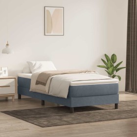 Cama box spring sin colchón gris oscuro terciopelo 90x220