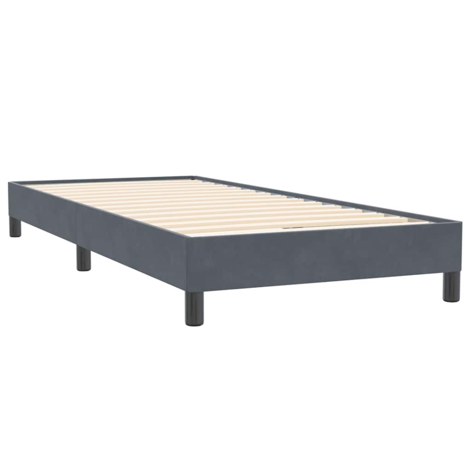 Cama box spring sin colchón gris oscuro terciopelo 90x220