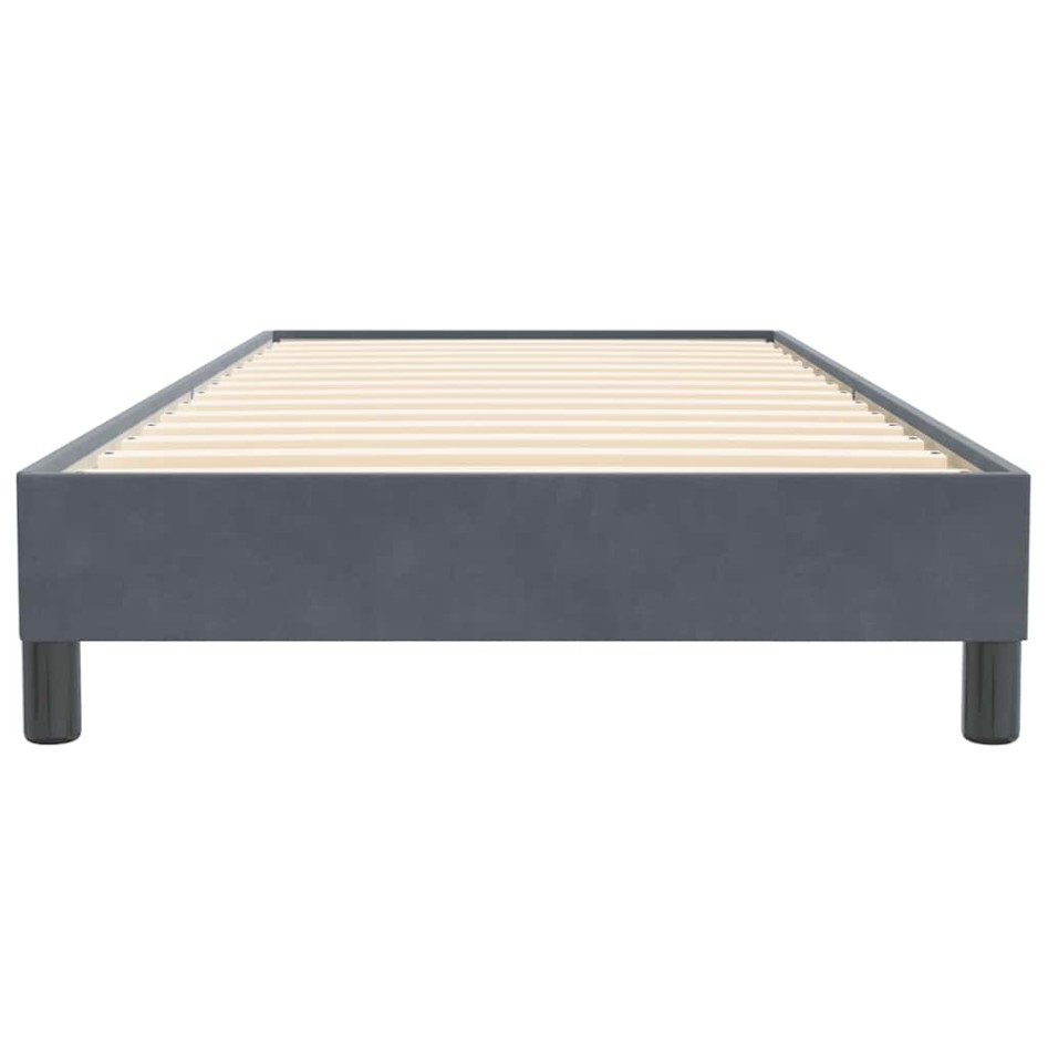 Cama box spring sin colchón gris oscuro terciopelo 90x220